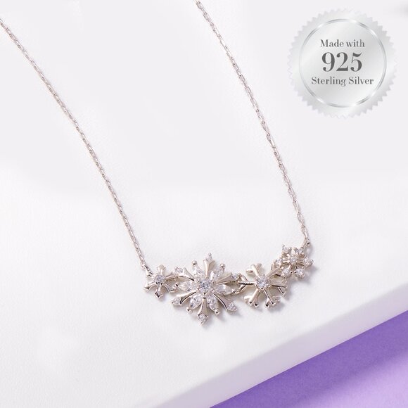 925 Sterling Silver Snowflake Necklace - Charmed Aroma Winter / Christmas - Picture 3 of 4